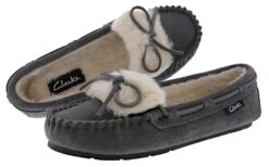 Clarks Women Warm Cozy Slip On Moccasin Slippers Holly -Shoes City Shop 0796302 06