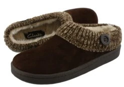 Clarks Women's Knitted Collar Clog Winter Slippers Angelina -Shoes City Shop 0799102 06