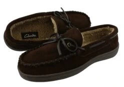 Clarks Men Warm Cozy Slip On Moccasin Winter Slippers Rudy -Shoes City Shop 0800601 06